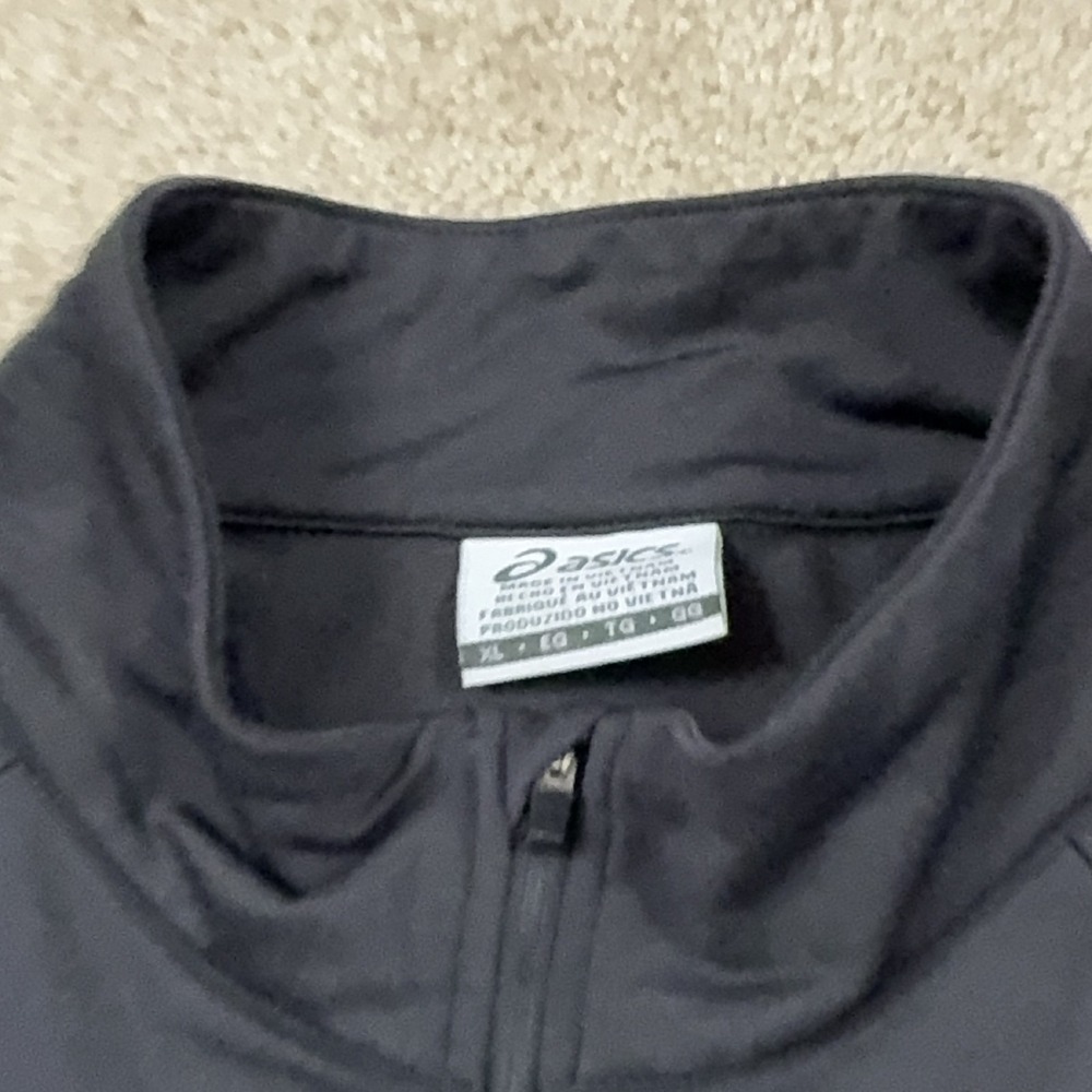 ASICS Quarter-Zip Pullover Men's XL Black Athletic Shirt Long Sleeve Thumbhole - Picture 3 of 6